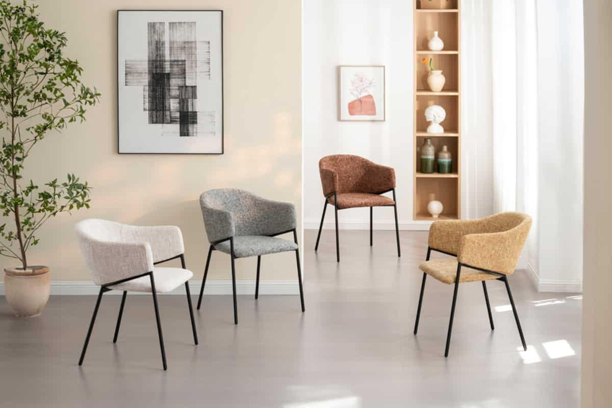 STUHL NOBLESSE Chenille Senfgelb 80 cm - Gelb/Schwarz, Kunststoff/Textil (52/77/60cm) - riess-ambiente