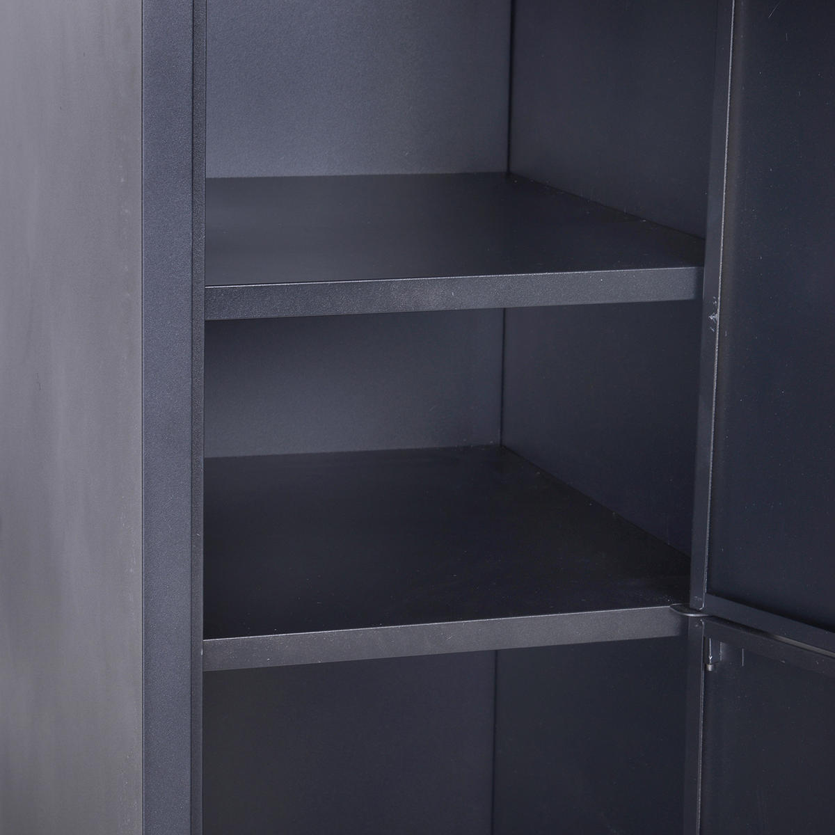 SPINDSCHRANK DE-16731 4 Ebenen mit 2 abschließbaren Türen Schwarz - Grau, Metall (38/180/46cm) - ComfortXL