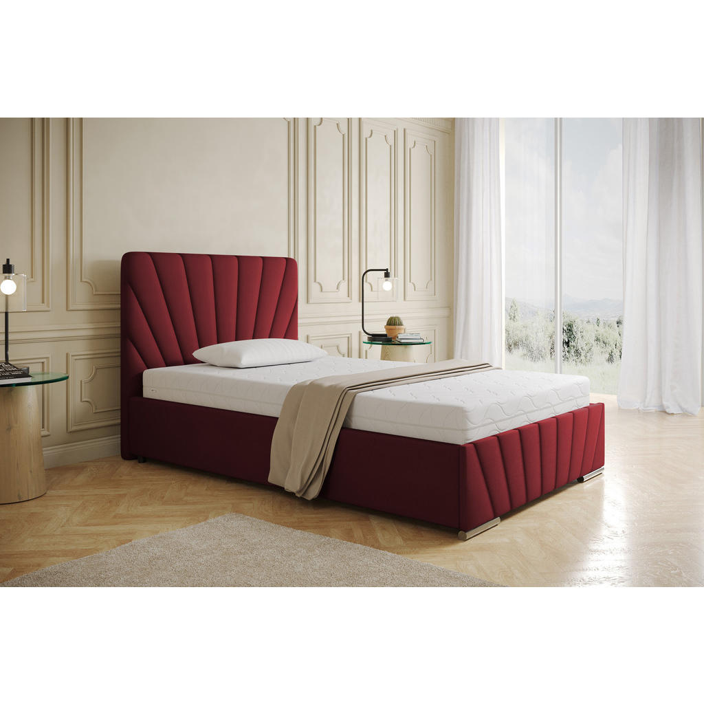 Thumbnail - Panda Möbel Polsterbett, Rot, Holz, Mode, 100x200 cm, Oeko-Tex® Standard 100, Schlafzimmer, Betten, Polsterbetten