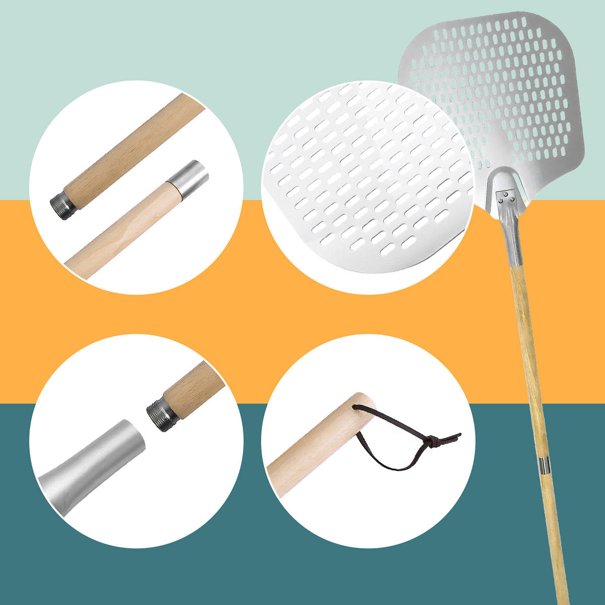 PIZZASCHIEBER - Silberfarben, Holz/Metall (132/3/30.5cm) - Relaxdays