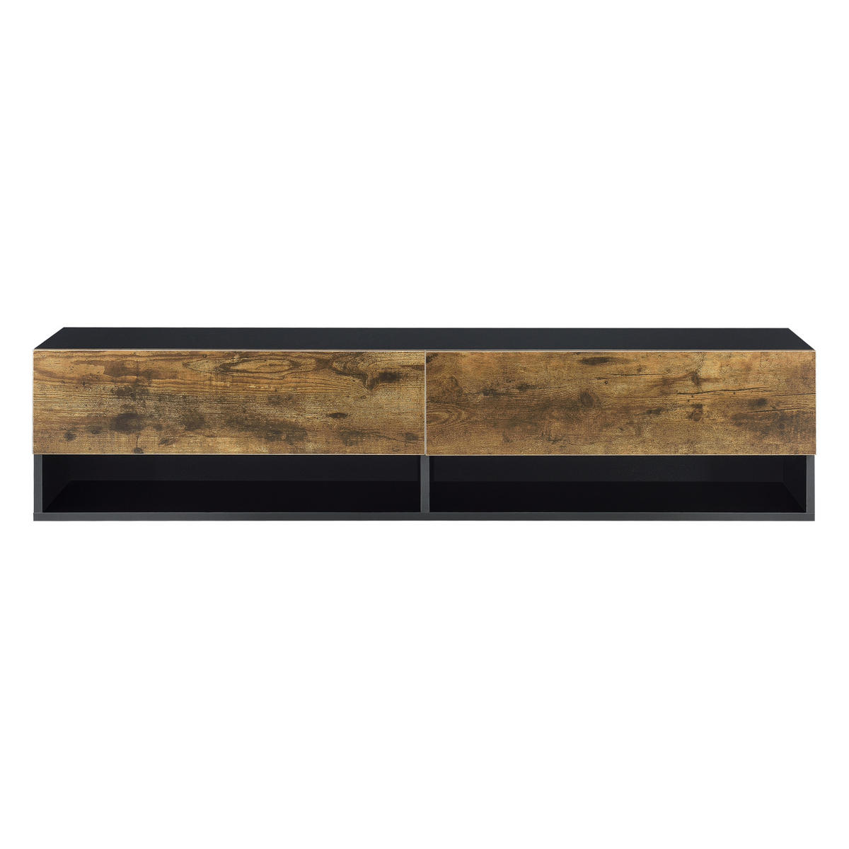 HÄNGELOWBOARD Halmstad - Eichefarben/Schwarz, Holzwerkstoff (140/30/31cm) - [en.casa]