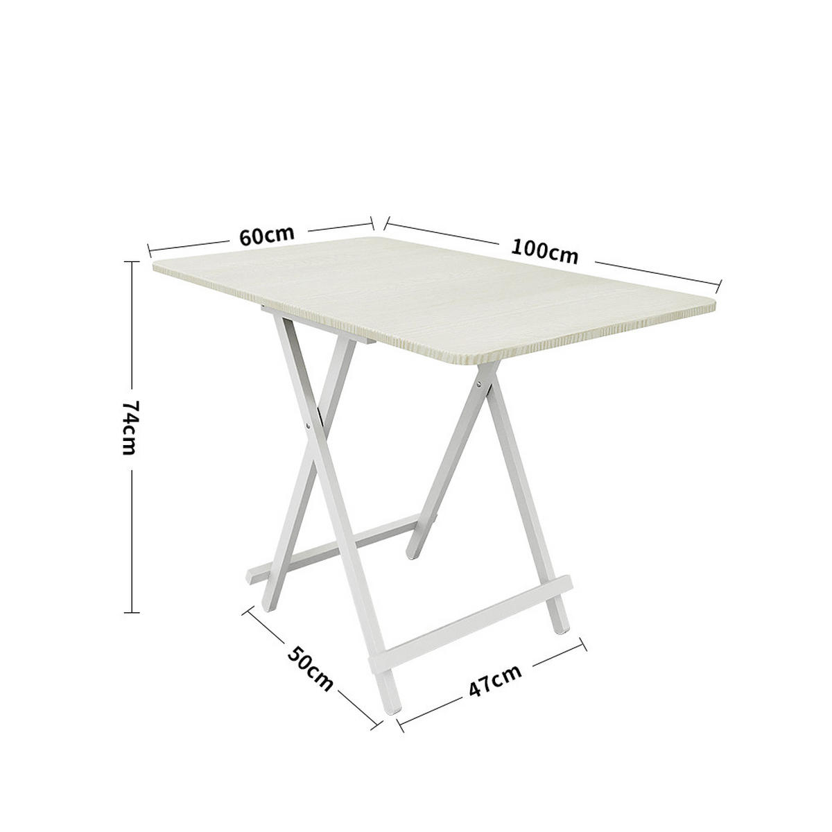 ESSTISCH Klappbar 100/60/74 cm Eisenbeine MDF Weiß - Weiß, Holzwerkstoff/Metall (60/74/100cm) - Livingandhome