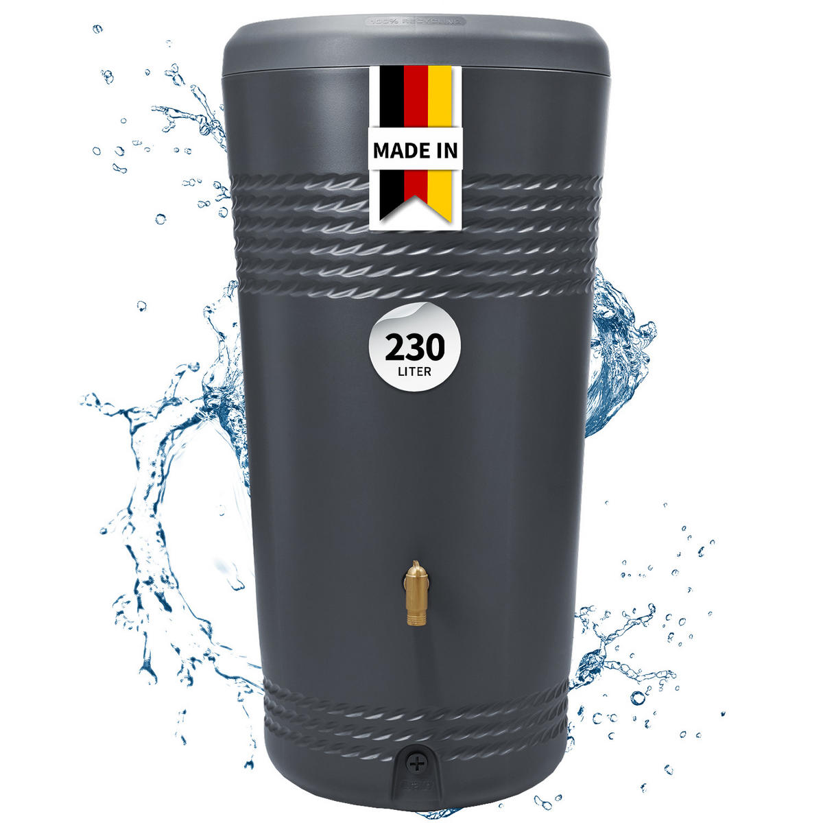 2IN1 Regentonne 230 L, graphite grey inkl. Pflanzschale - Grau, Kunststoff (59/114/60cm) - 4rain