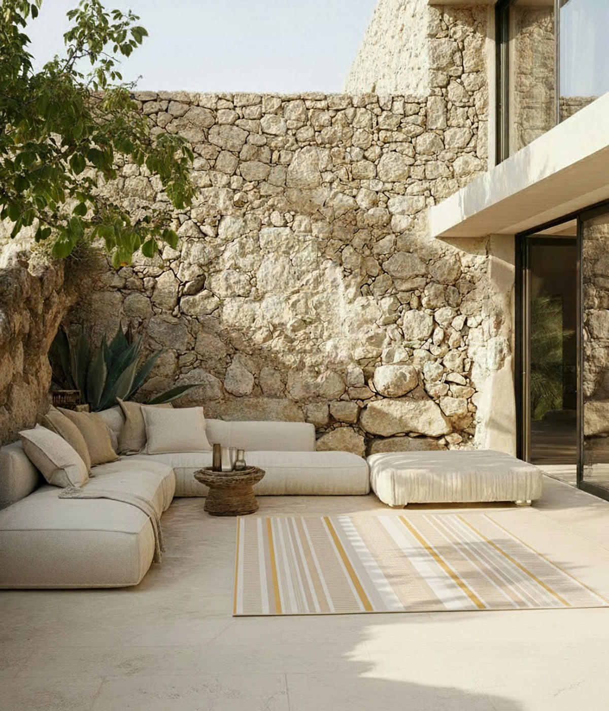 TEPPICH für Innen- und Außenbereich gestreift gelb - Gelb, Textil (160/230cm) - AFK Living