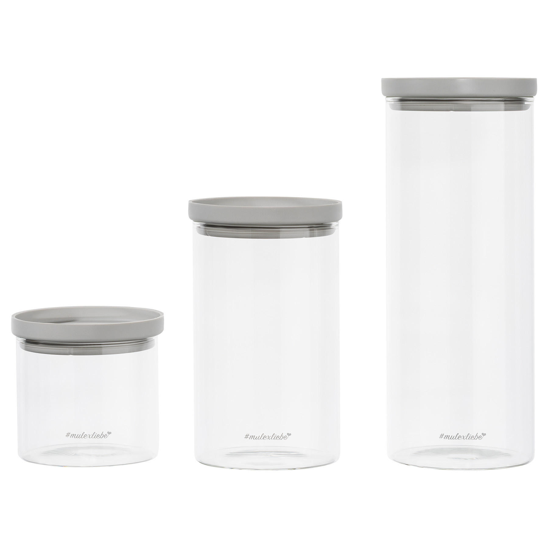 VORRATSGLÄSER KALMAR 3-er Set grau - Grau, Glas (24/31/13cm) - Mulex