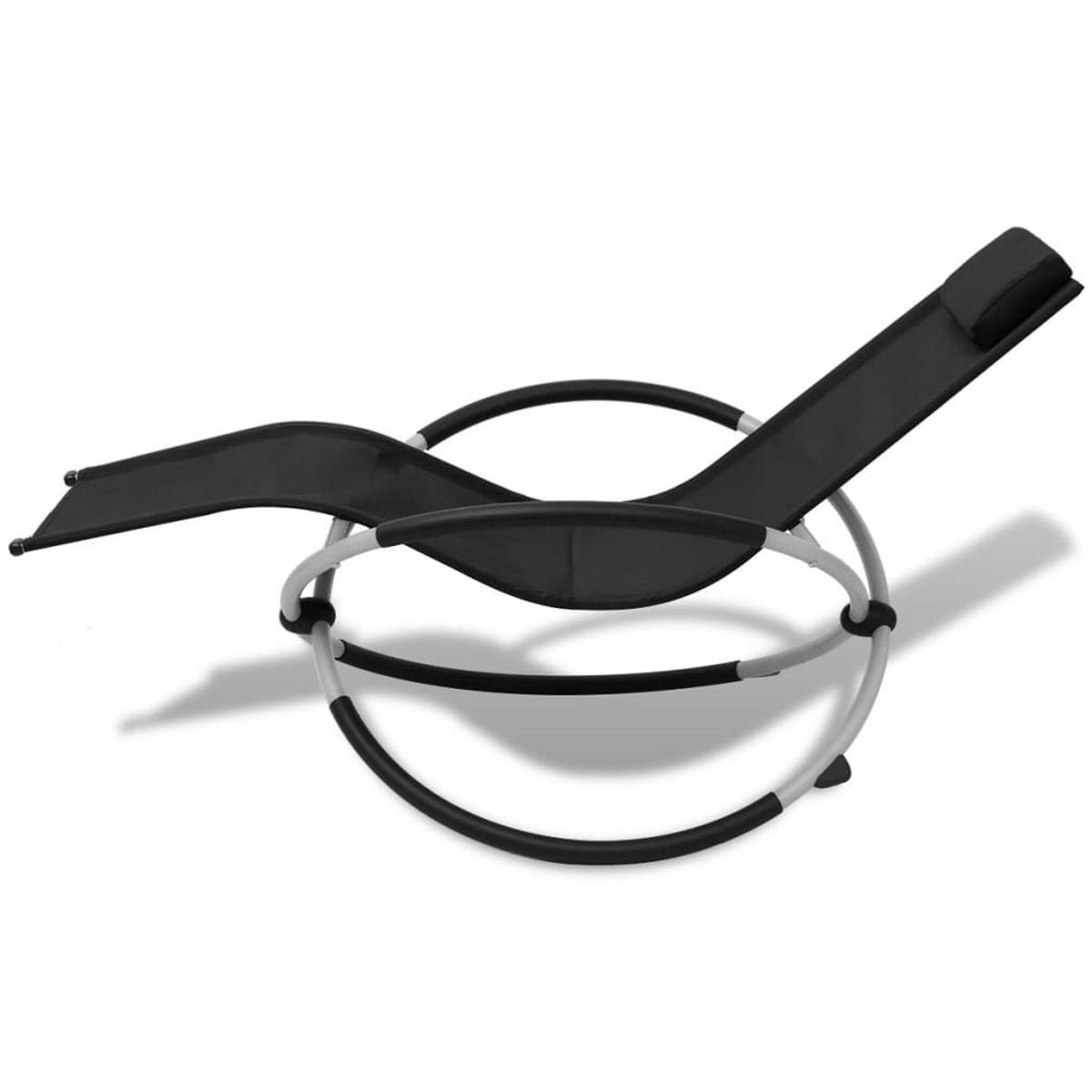 SONNENLIEGE Geometrisch Outdoor Stahl Schwarz und Grau - Schwarz, Metall (74/85/144cm) - furnicato