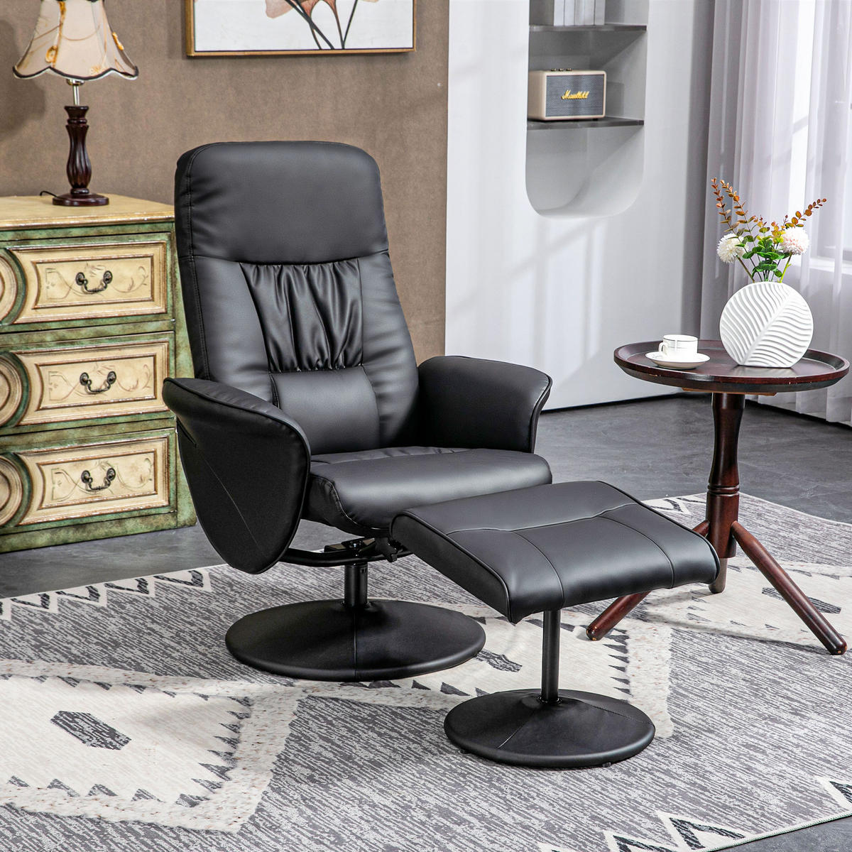 RELAXSESSEL, Kunstleder, Schwarz - Schwarz, Metall (81/101/76cm) - HOMCOM