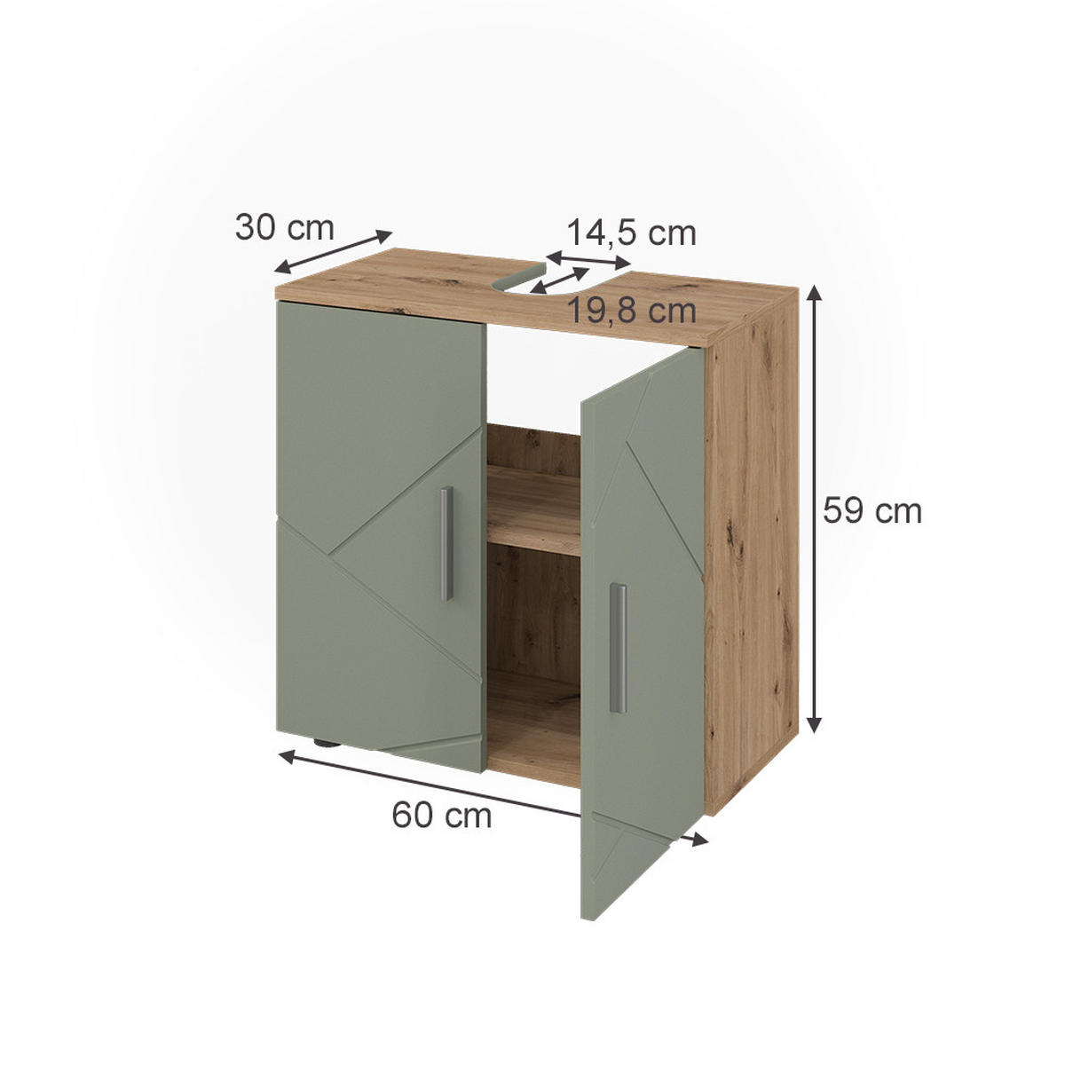 WASCHBECKENUNTERSCHRANK Irma Salbeigrün 60 x 59 cm - Salbeigrün, Holzwerkstoff (60/59/30cm) - Vicco