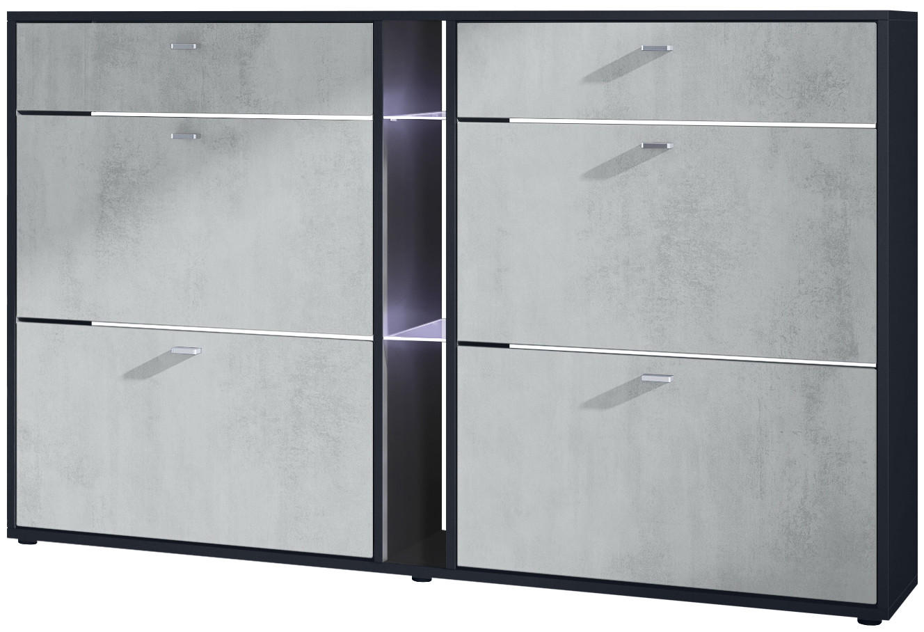 Vladon Schuhschrank Hellgrau 155.5x95x28 cm