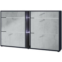 SCHUHSCHRANK Today Fronten in Beton Oxid Optik - Hellgrau, Holzwerkstoff (155.5/95/28cm) - Vladon