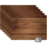 PLATZSETS 6er-Set Holzoptik - Braun 45x30 cm Tischset - Teakfarben, Kunststoff (0.3/45/30cm) - MuchoWow