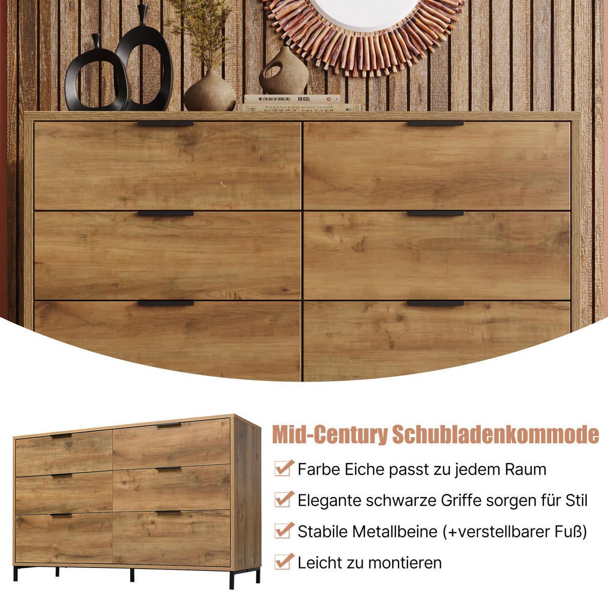 SIDEBOARD braun 120/40/76 cm - Braun, Holzwerkstoff (120/76/40cm) - Urban Meuble