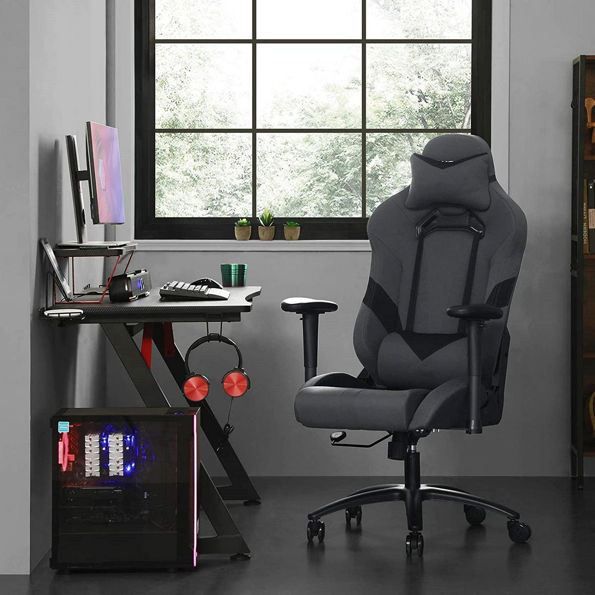 GAMING STUHL BÜROSTUHL - Schwarz, Leder (52/139/40cm) - Hansiro