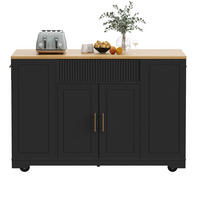 KÜCHENINSEL Schwarz 120/50/92 cm - Schwarz, Holzwerkstoff (120/92/50cm) - PANGIVO