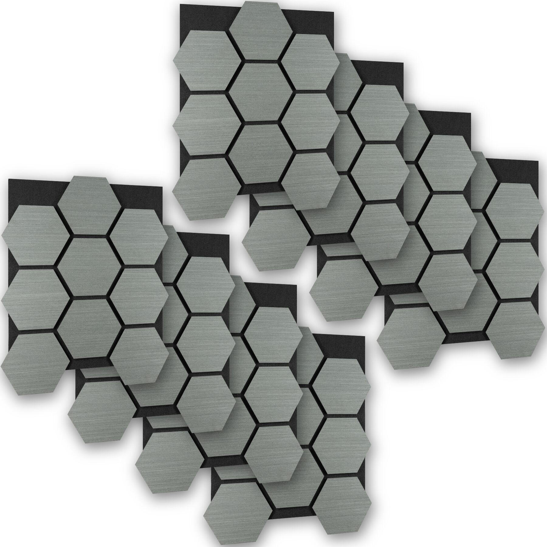 AKUSTIKPANEELE Sonic Shield, je 76 x 62 x 1,8 cm, Größe flexibel anpassbar, Eiche hellgrau - Eichefarben/Hellgrau, Holz (62/1.8/76cm) - tectake