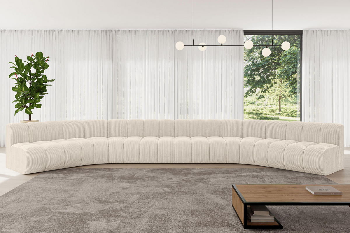 WOHNLANDSCHAFT modulares Sofa Montra-U2 - 581x174x70 cm Beige - Beige, Holzwerkstoff/Textil (581/70/174cm) - ALTDECOR