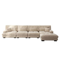 ECKSOFA in Hellbraun aus Chenille mit beweglichem Ottoman und Cloud-Komfort - Cappuccino, Textil (145/406cm) - Flora Grace