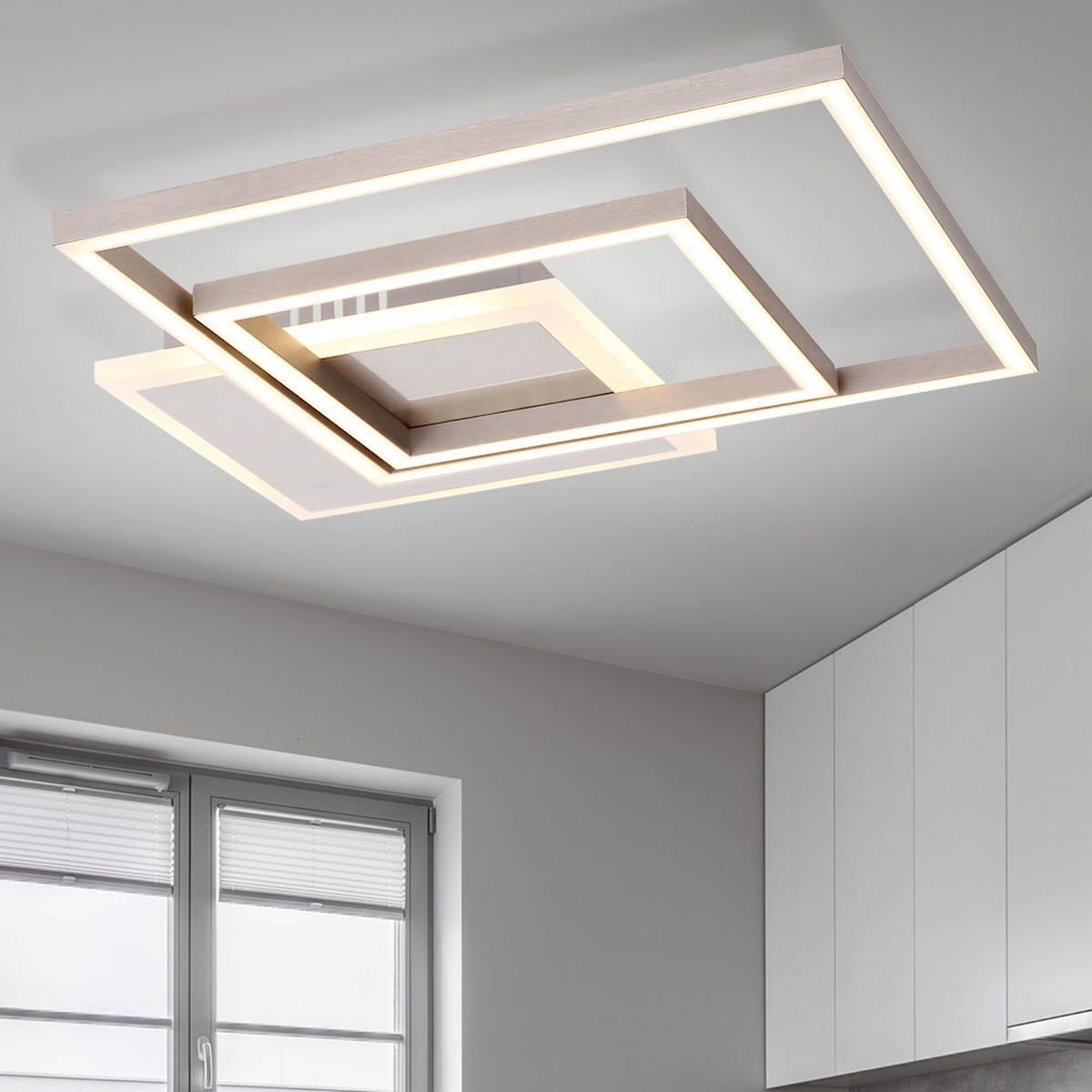 LED DECKENLEUCHTE MUNNI Silber Nickel-matt - Silberfarben, Metall (37/37/5.5cm) - Globo Lighting