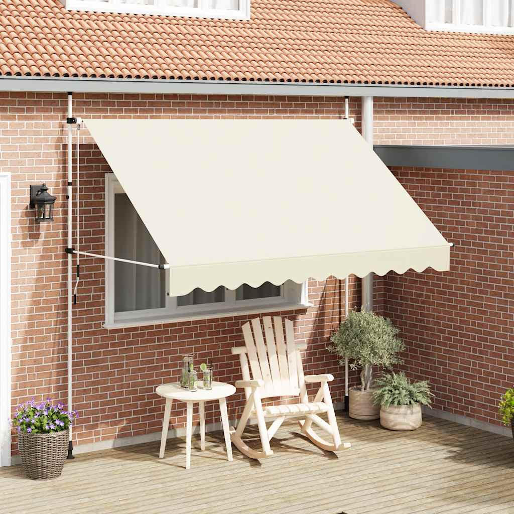 EINZIEHBARE Markise Handbetrieben 300 cm Cremeweiß - Creme, Textil (300/1/1cm) - furnicato