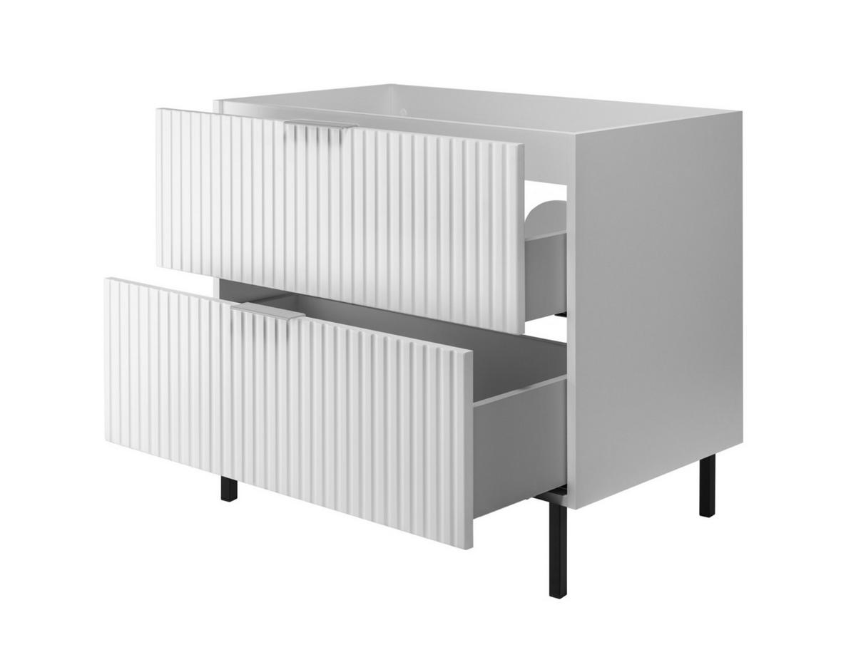 WASCHBECKUNTERSCHRANK, Weiß, 80 x 77 x 46 cm, silberner Griff, schwarze Beine, ohne Arbeitsplatte - Silberfarben/Weiß, Holzwerkstoff (80/77/46cm) - 3XE LIVING