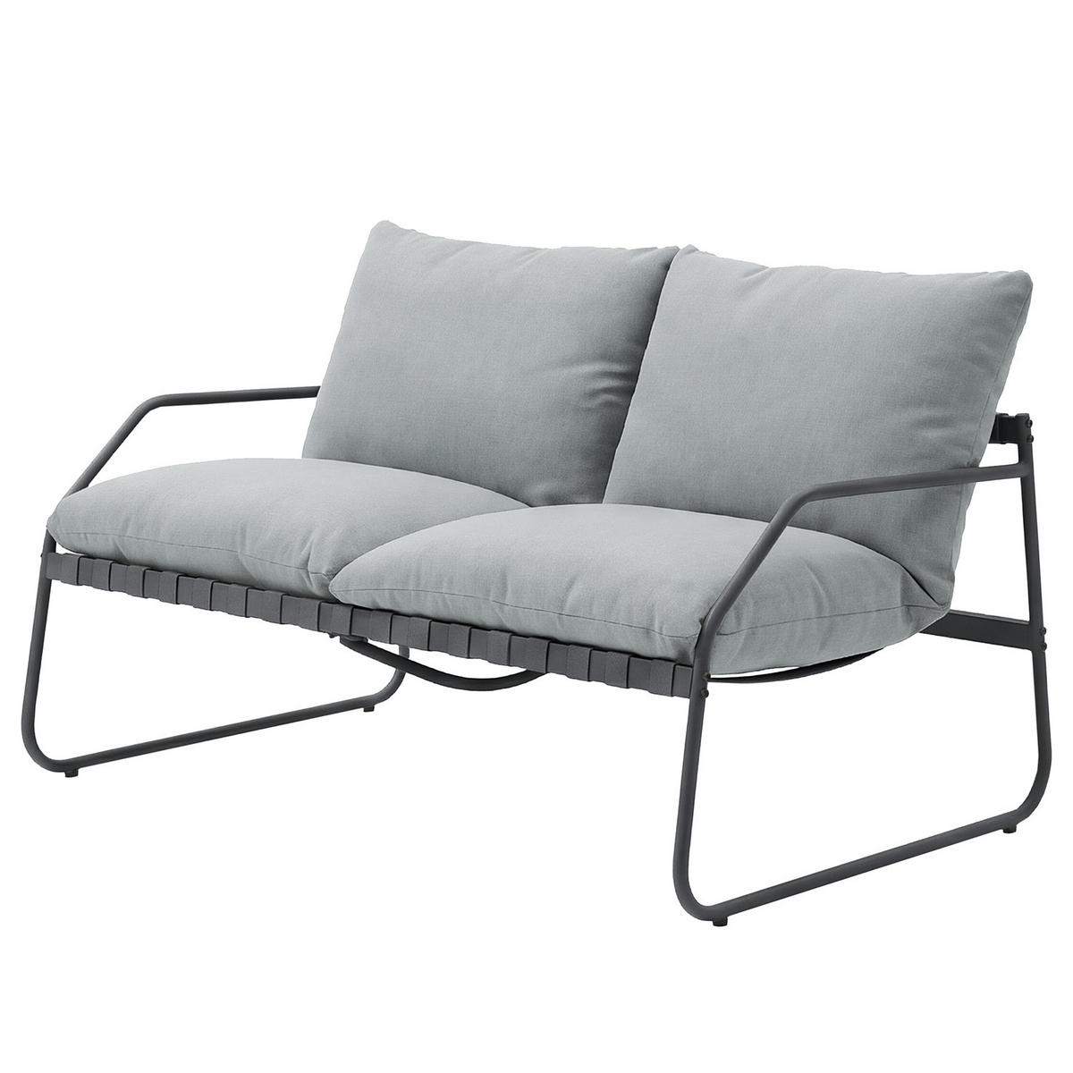 LOUNGEGRUPPE - 4-teilig - Stahl / Webstoff - Anthrazit, Glas/Textil - home24