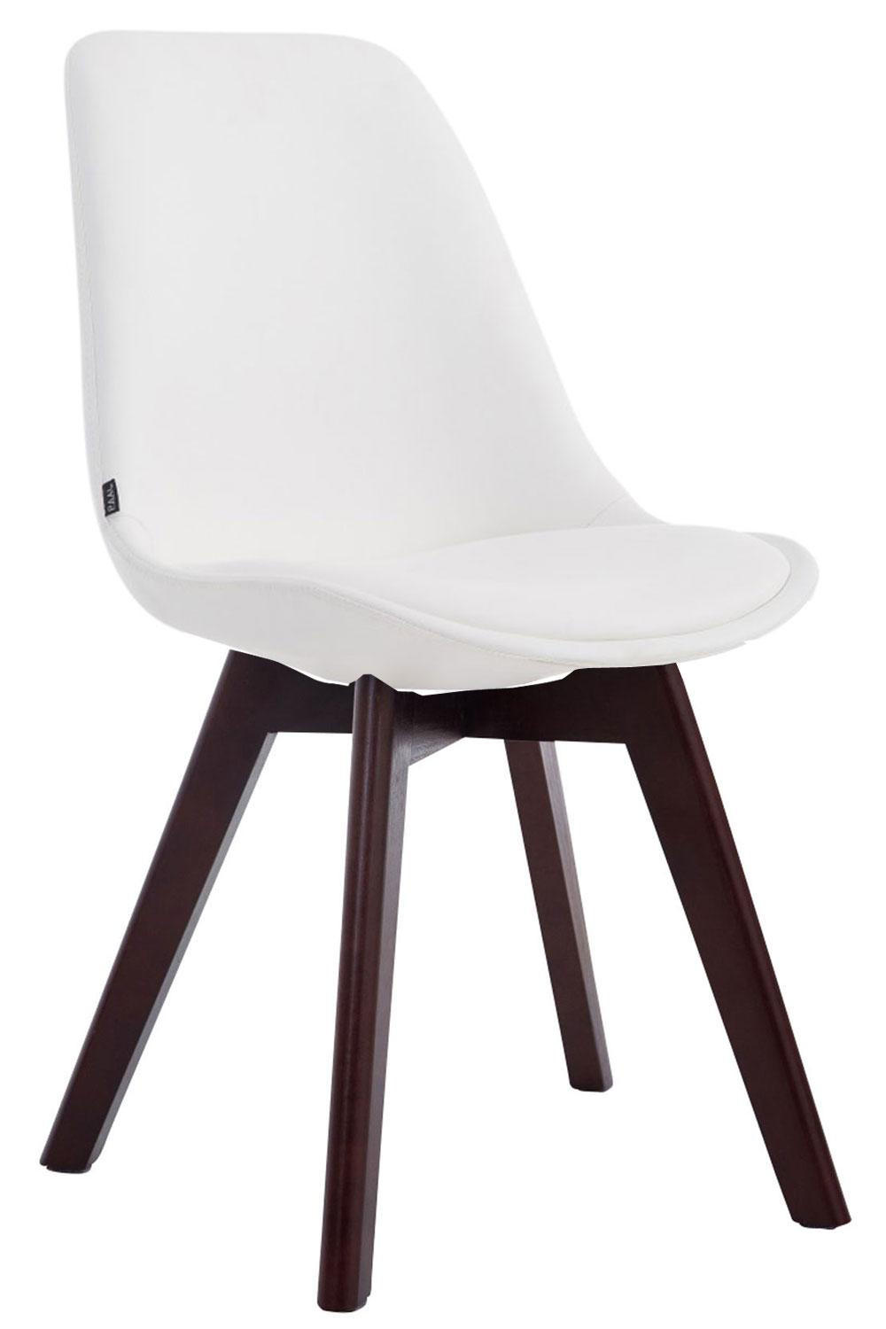 STUHL Lederlook Weiß - Walnussfarben/Weiß, Holz/Textil (48/84/55cm) - CLP