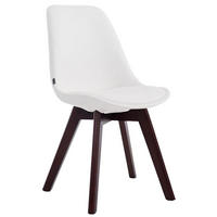 STUHL Lederlook Weiß - Walnussfarben/Weiß, Holz/Textil (48/84/55cm) - CLP