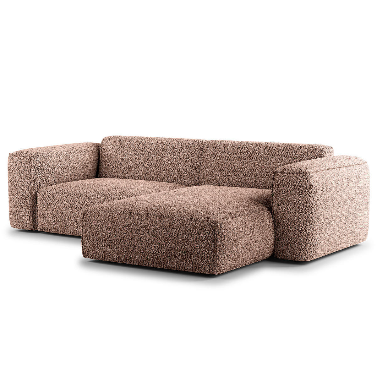 1,5-SITZER ECKSOFA mit Longchair - Mauve/Schwarz, Kunststoff/Textil (260/173cm) - home24