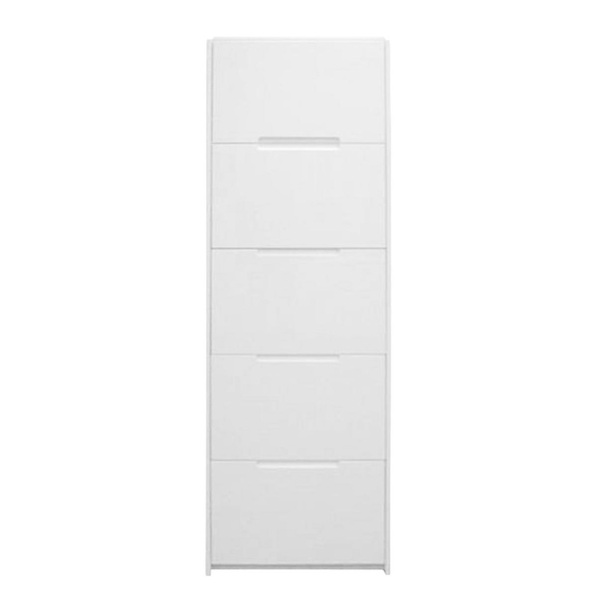 SCHUHKIPPER - MDF - Weiß Hochglanz, Holzwerkstoff (64/197/18cm) - home24