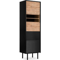 REGAL LOFTY Kreuzeinlage, schwarz / Eiche natur - Eichefarben/Multicolor, Holzwerkstoff (52/174/41cm) - KONSIMO®