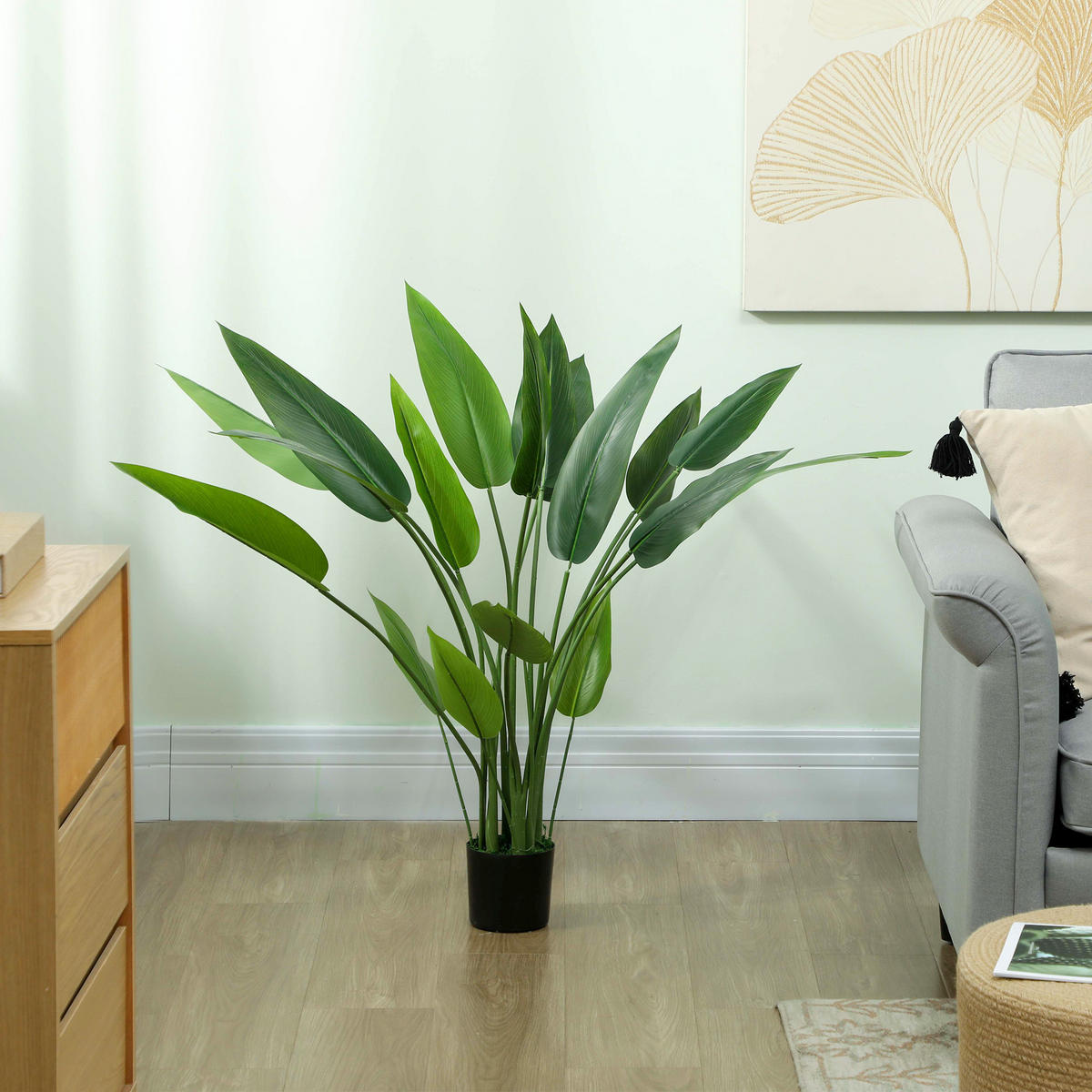 KÜNSTLICHE Paradiesvogel groß 110 cm Kunstpflanze - Grün, Kunststoff (110cm) - HOMCOM