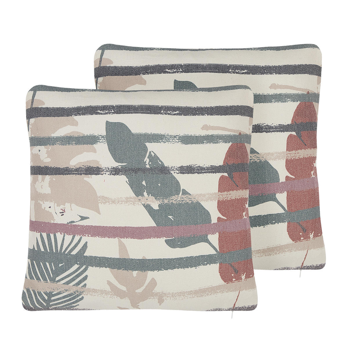 DEKOKISSEN 2er-Set Bunt 45/45 cm Bidens - Multicolor, Naturmaterialien/Textil (45/45cm) - Beliani