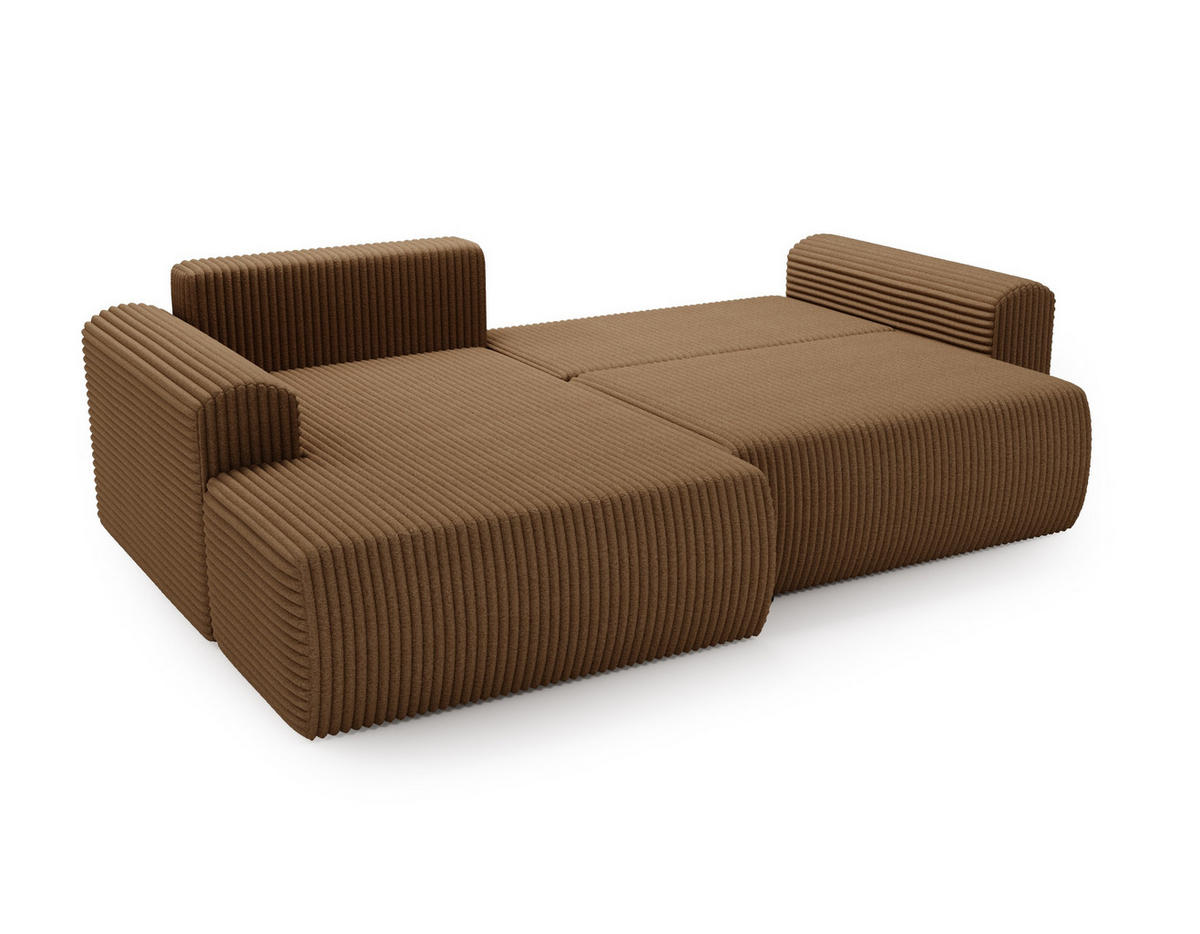 ECKSOFA Linea Beige, Sofa mit Schlaffunktion, linke seite - Beige, Holzwerkstoff/Textil (257/177cm) - Bettso