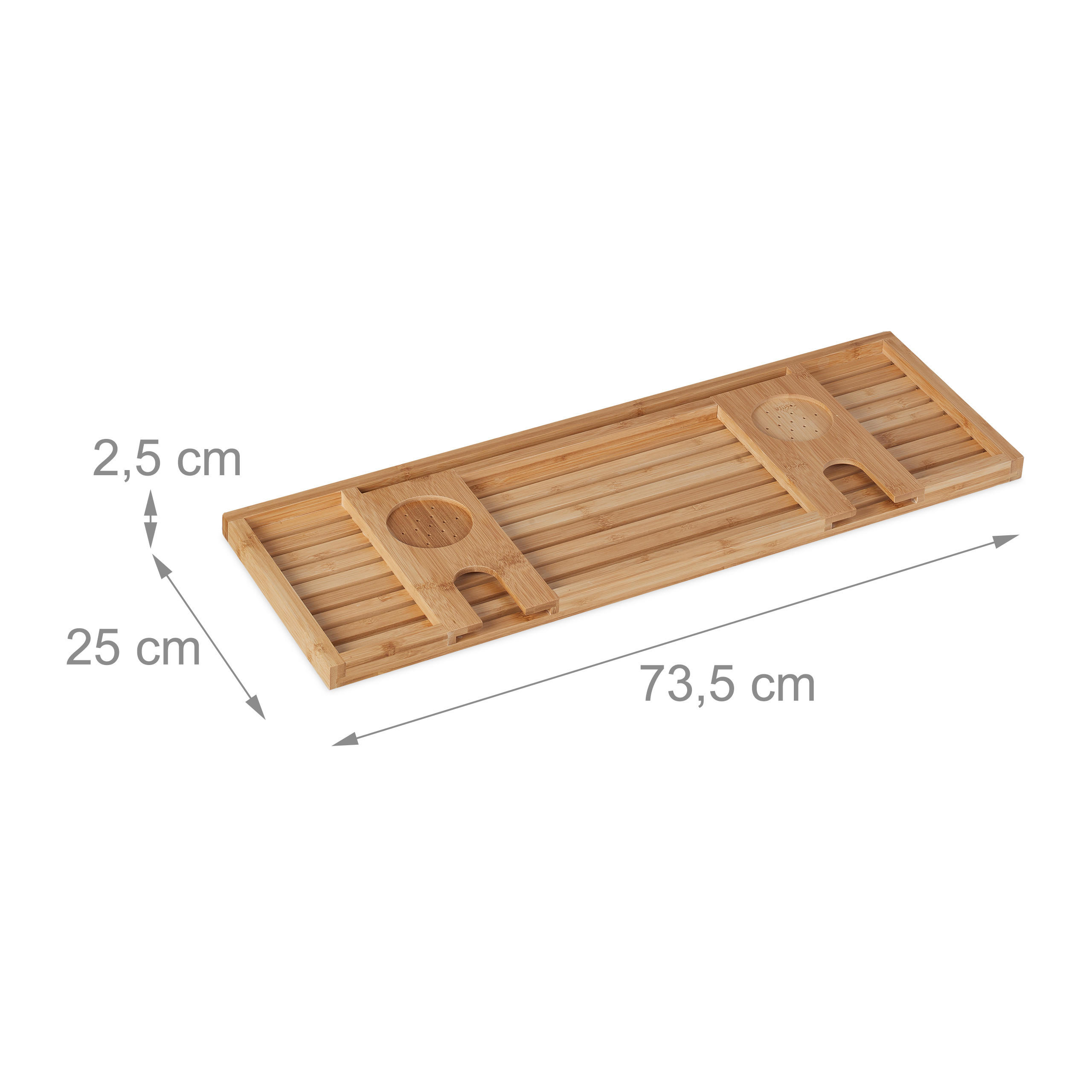 BADEWANNENABLAGE - Hellbraun, Holz (73.5/2.5/25cm) - Relaxdays