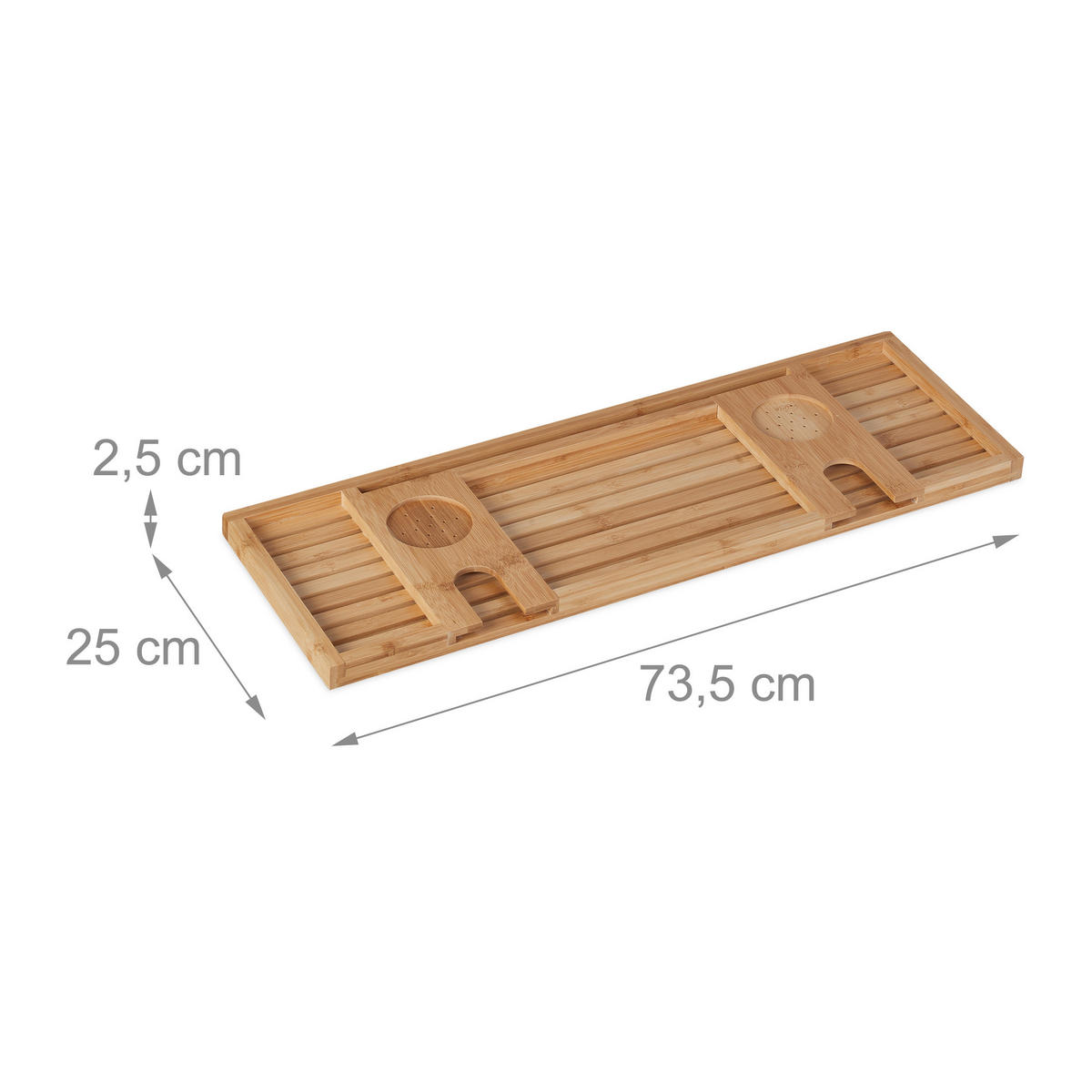 BADEWANNENABLAGE - Hellbraun, Holz (73.5/2.5/25cm) - Relaxdays