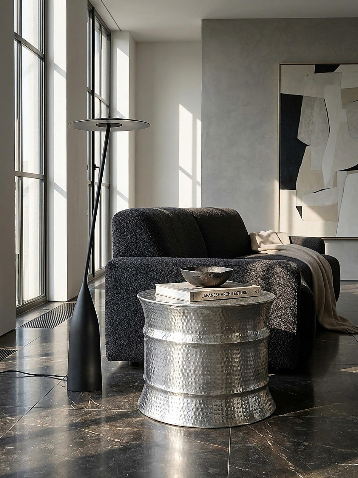 COUCHTISCH orientalisch rund Aluminium Hammerschlag-Look handgefertigt, Silber 62 x 62 x 41 cm - Silberfarben, Metall (62/62/41cm) - KADIMA DESIGN