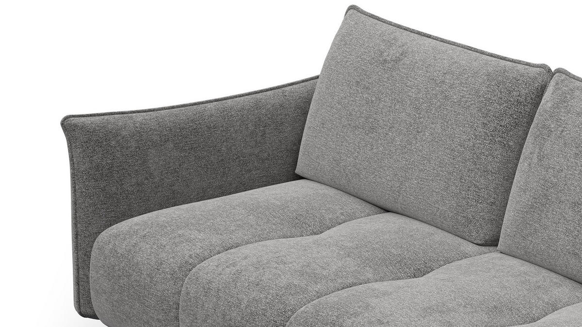 SOFA AERA 2,5-Sitzer, platingrau - Schwarz/Grau, Holz/Textil (187/89/96cm) - Courtois Laville