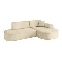 ECKSOFA Ottomane Rechts MARI-L1 - 243x171x79 cm Beige Velours - Beige/Schwarz, Holzwerkstoff/Kunststoff (171/243cm) - ALTDECOR