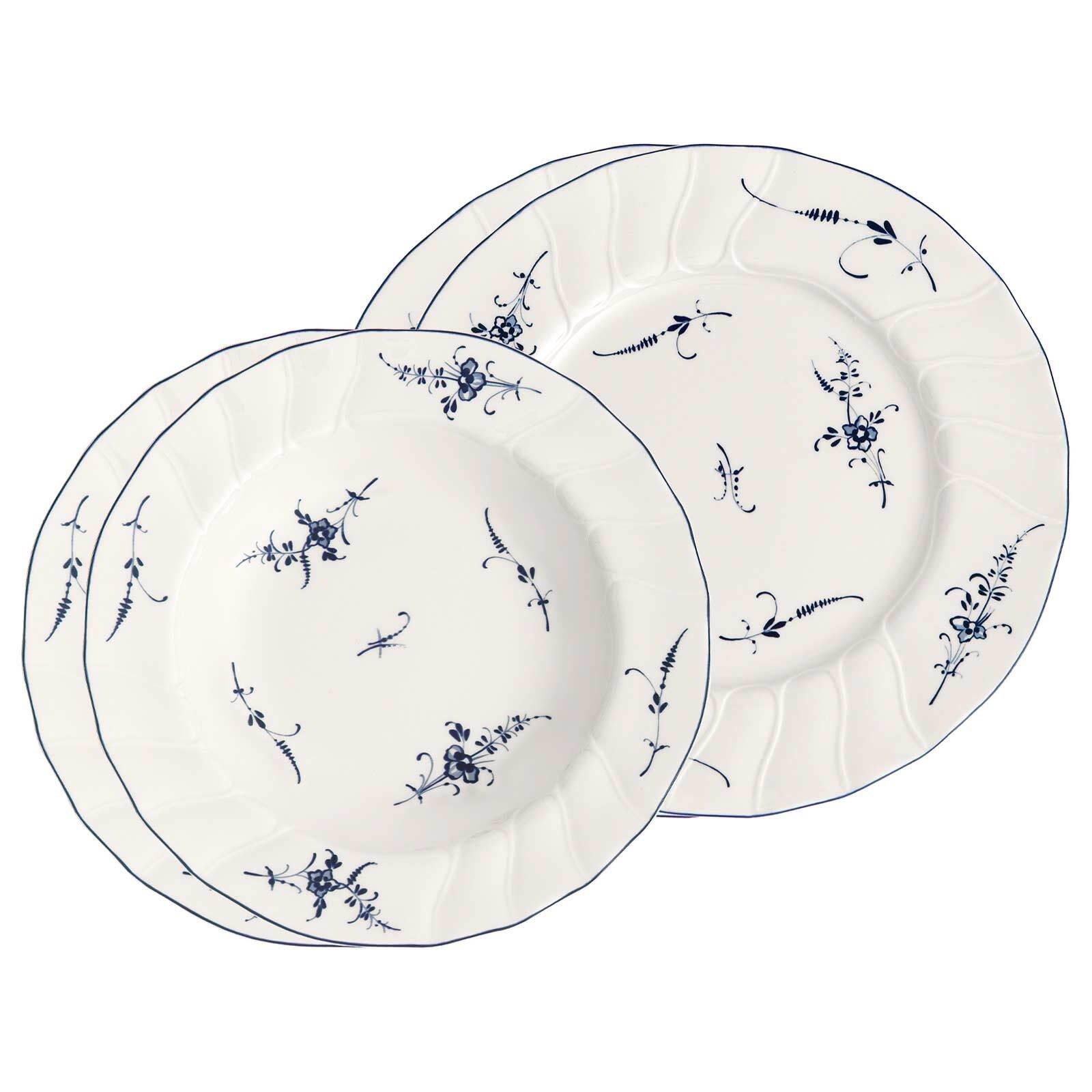 DINNER-SET Vieux Luxembourg weiß-blau 4er Set - Blau/Weiß, Keramik (2/2/2cm) - Villeroy & Boch