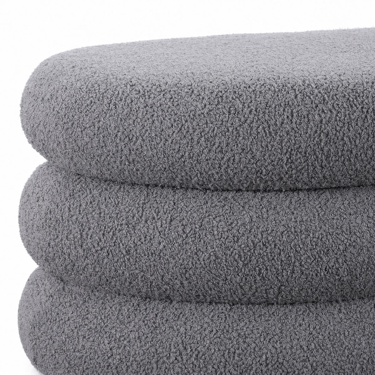 SITZBANK Grau Teddystoff mit Stauraum - Grau, Holzwerkstoff/Textil (110/42/45cm) - Relaxdays