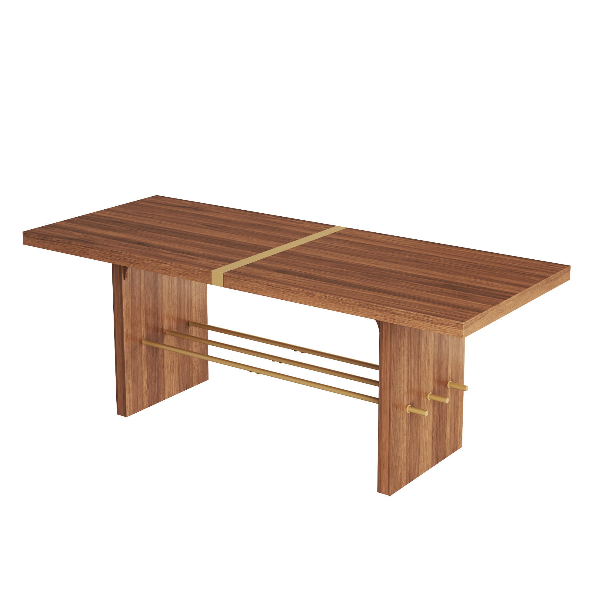 ESSTISCH 180cm Walnuss Gold Modern Design 4cm Tischplatte - Walnussfarben, Holzwerkstoff (75/180/75cm) - FLIEKS