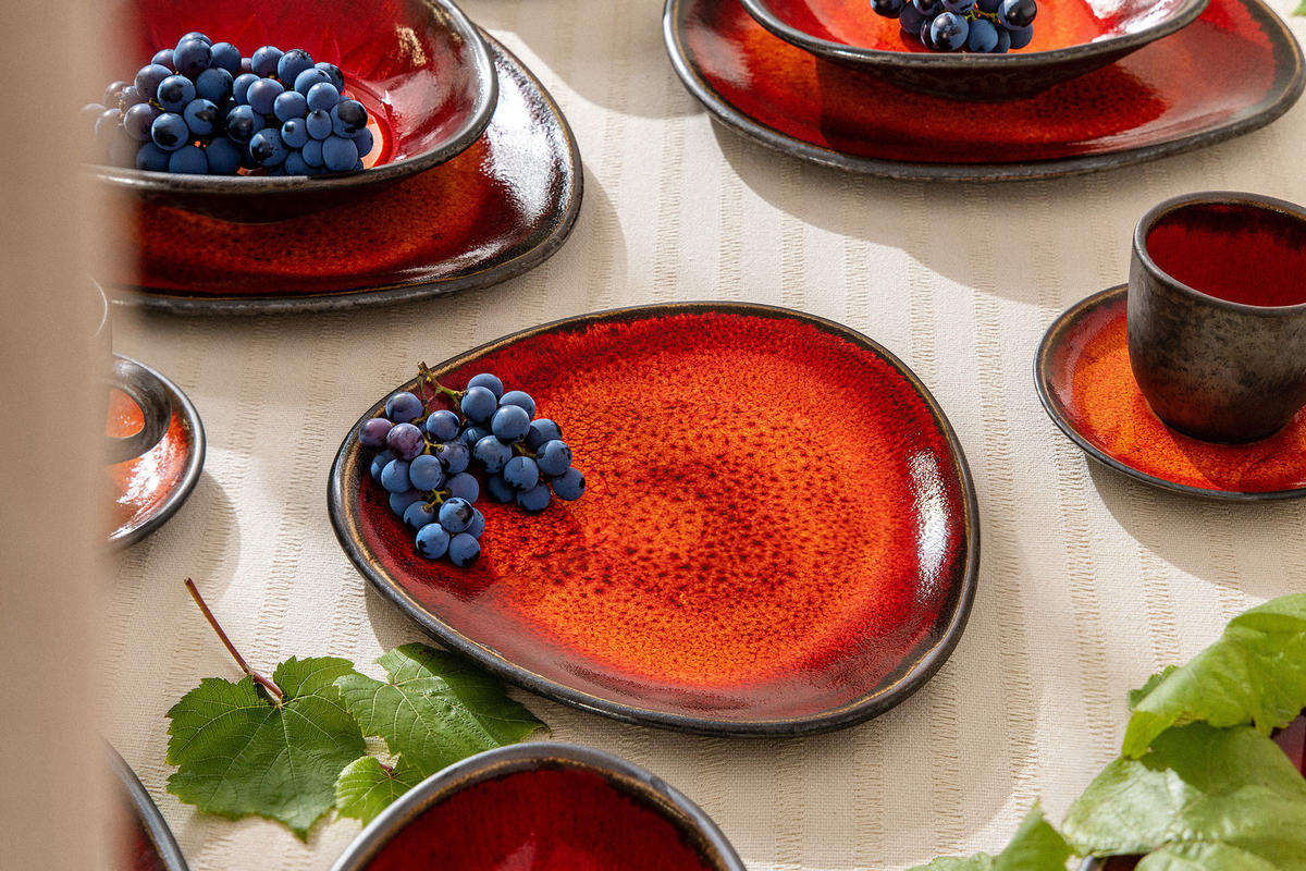 DESSERTTELLER PRIMA 6-tlg, Rot - Rot, Keramik (24/26/2cm) - KONSIMO®