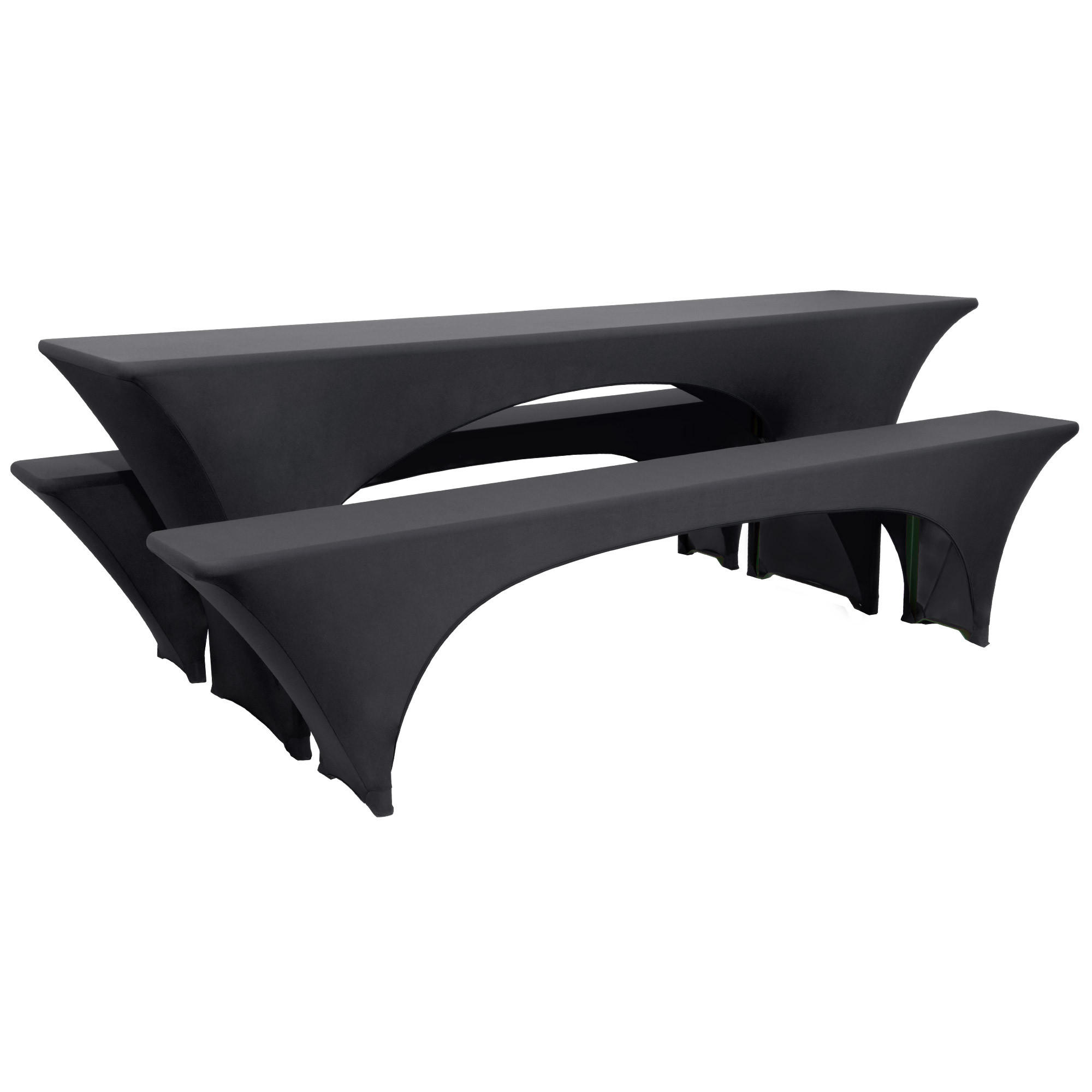 BIERTISCHHUSSE Victoria 70cm Stretch Schwarz (3tlg) - Schwarz, Textil (70/220cm) - Beautissu 