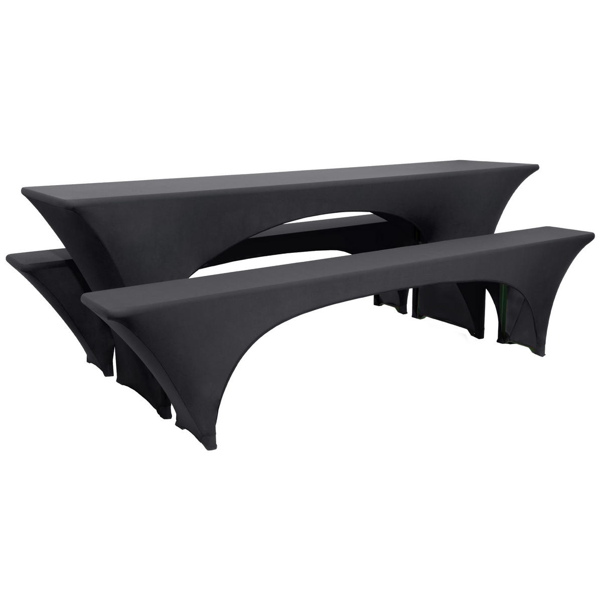 BIERTISCHHUSSE Victoria 70cm Stretch Schwarz (3tlg) - Schwarz, Textil (70/220cm) - Beautissu 