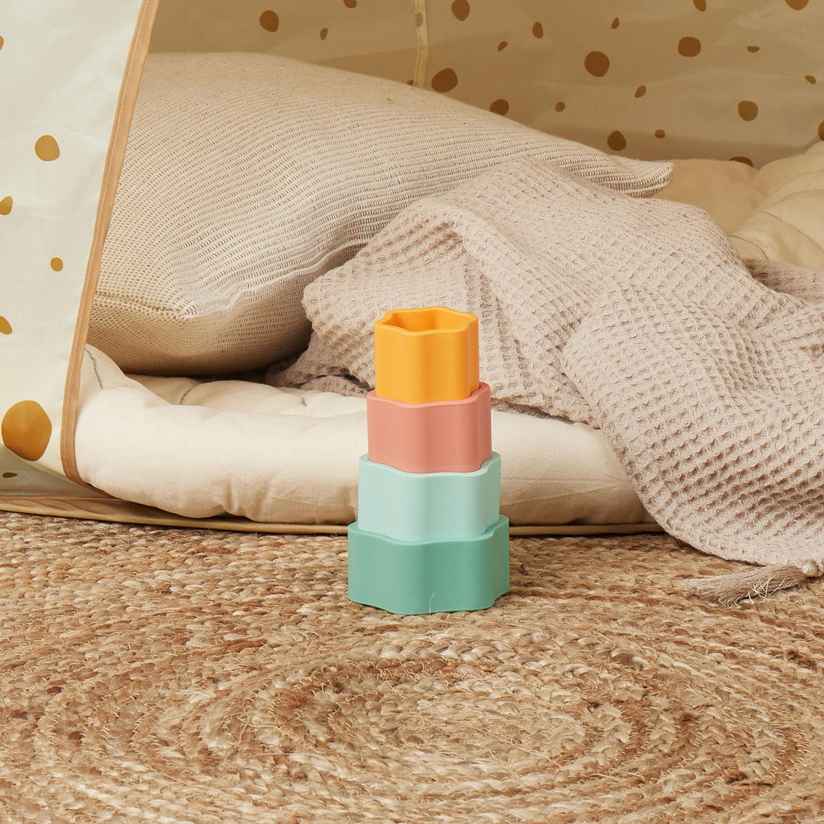 STAPELSPIEL Stapelturm Silikon - ab 6 Mo - Multicolor, Kunststoff (86/86cm) - Bieco Spielwaren