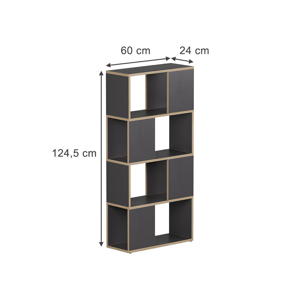 RAUMTEILER Eneos Anthrazit/Eiche 60 x 124.5 cm - Eichefarben/Anthrazit, Holzwerkstoff (60/124.5/24cm) - Vicco