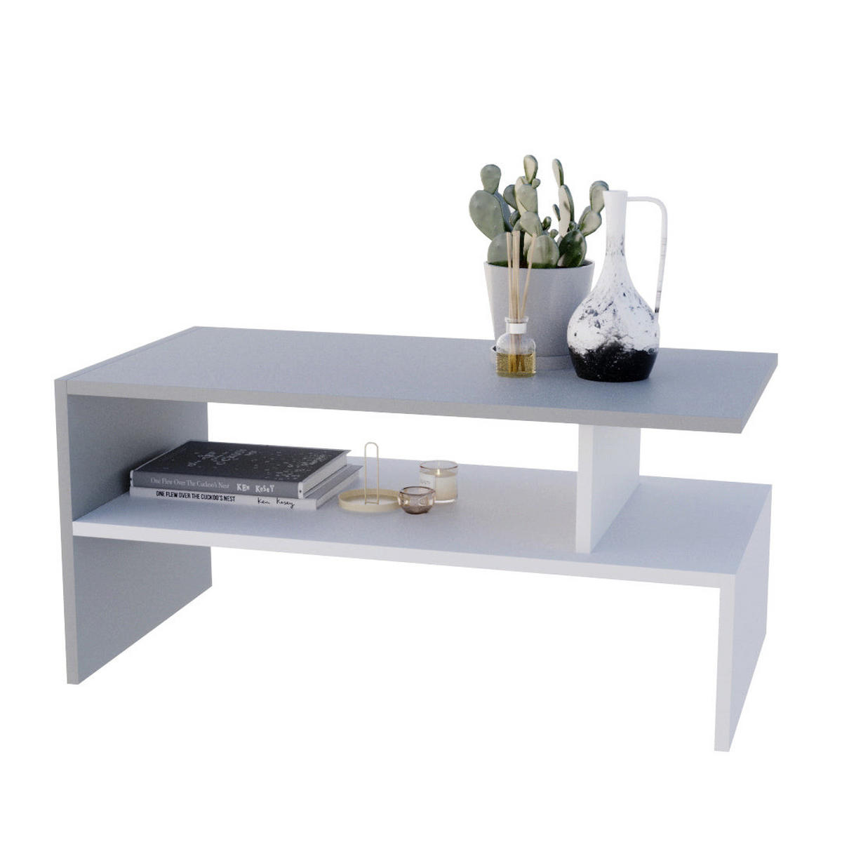 COUCHTISCH JULA 93 - Weiß/Grau, Holz (50/93/45cm) - Mat-Haus