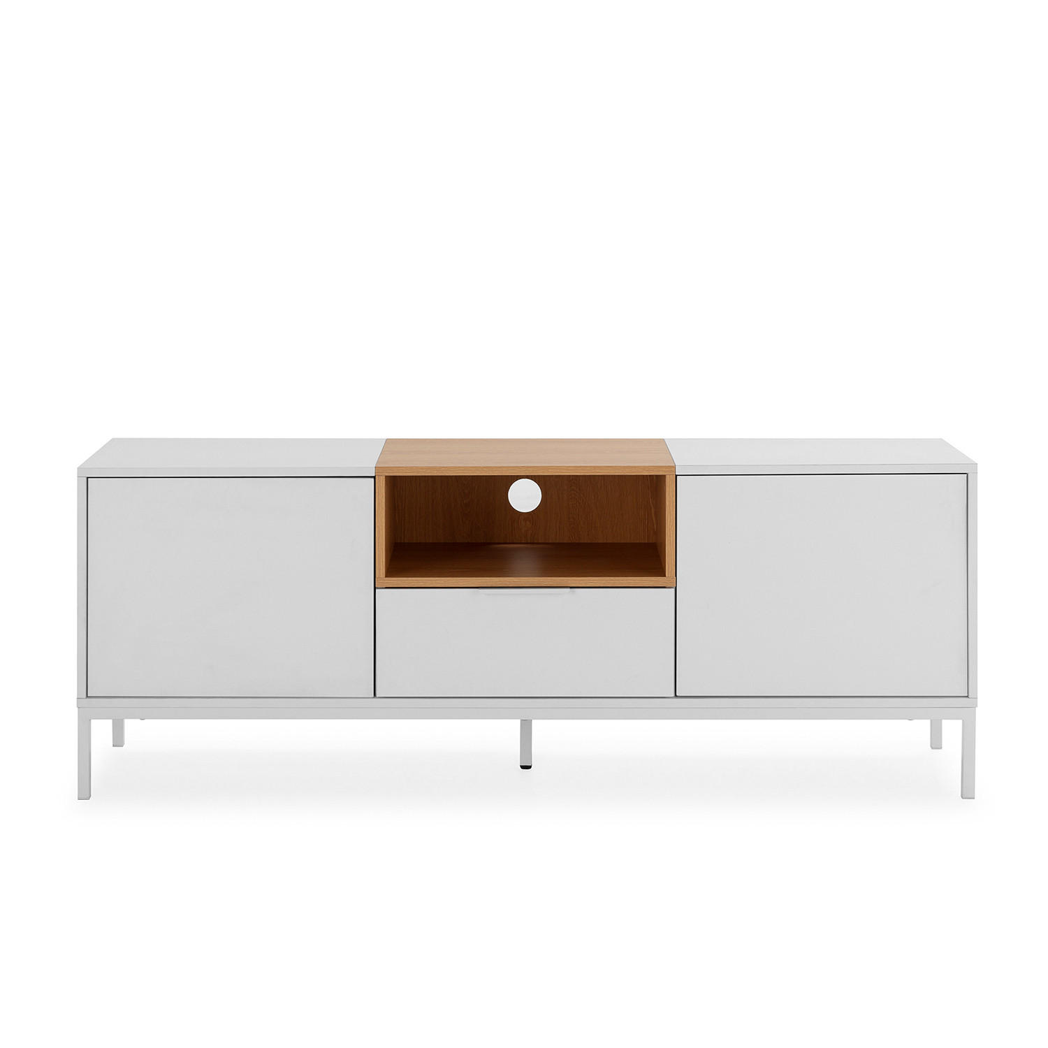 TV-ELEMENT Nieve 2 türen 1 schublade Weiß - Weiß, Holzwerkstoff (150/55/40cm) - VS Venta-stock