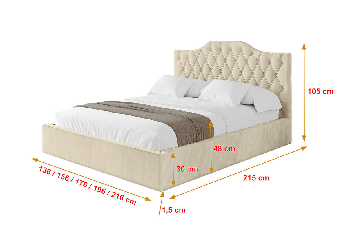 POLSTERBETT mit Bettkasten und Lattenrost, Boxbett ohne Matratze - FALIO 180x200 Beige - Ecru, Holzwerkstoff/Textil (180/200cm) - ALTDECOR