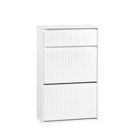 SCHUHSCHRANK mit 2 Klappen Weiß - Weiß, Holzwerkstoff (61/100/26cm) - SoBuy